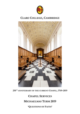 Chapel Services Michaelmas Term 2019