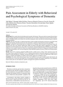 Pain Assessment in Elderly with Behavioral and Psychological Symptoms of Dementia