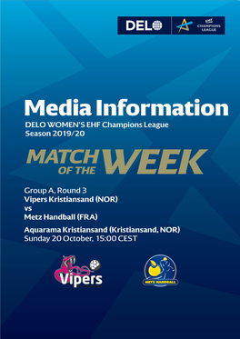 Media Information DELO WOMEN's EHF Champions League Season 2019/20