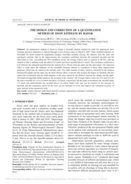 The Design and Correction of a Quantitative Method of Snow Estimate by Radar