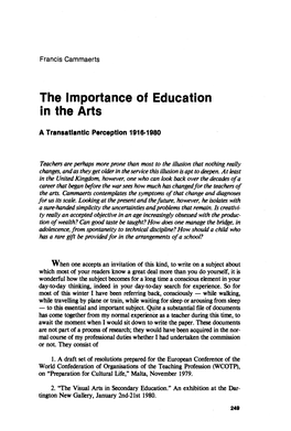 The Importance of Education in the Arts