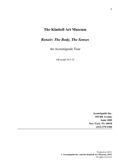 The Kimbell Art Museum Renoir: the Body, the Senses