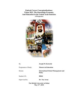 Emirati Career Conceptualisations: Vision 2021, the Knowledge Economy, and Education in the United Arab Emirates a Perspective