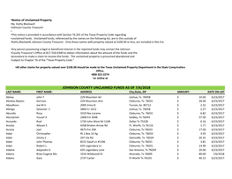 Johnson County Unclaimed Funds As of 7/6/2018