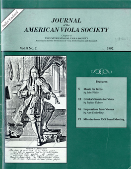 Journal of the American Viola Society Volume 8 No. 2, 1992