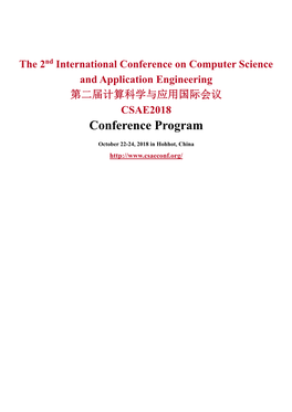 Detailed Conference Program