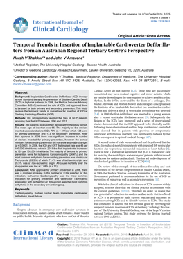 Temporal Trends in Insertion of Implantable Cardioverter