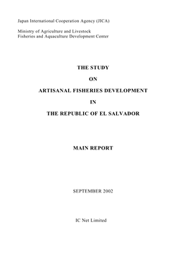 The Study on Artisanal Fisheries Development in the Republic of El