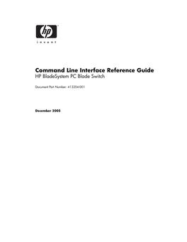 Command Line Interface Reference Guide HP Bladesystem PC Blade Switch