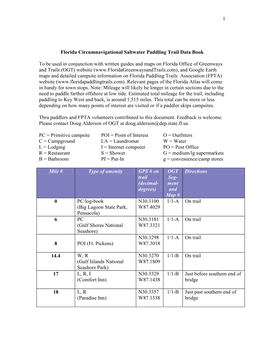 1 Florida Circumnavigational Saltwater Paddling Trail Data Book