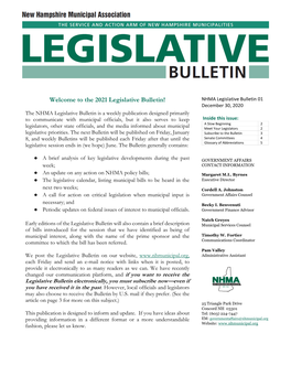 Welcome to the 2021 Legislative Bulletin!