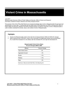 Violent Crime in Massachusetts