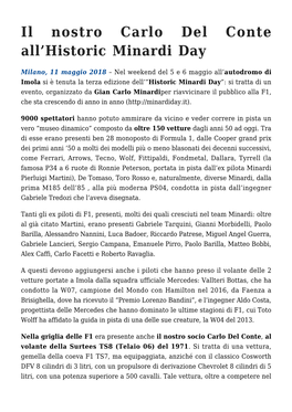 Il Nostro Carlo Del Conte All'historic Minardi