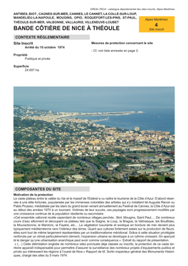 Catalogue Des Sites Inscrits Du Département Des Alpes-Maritimes