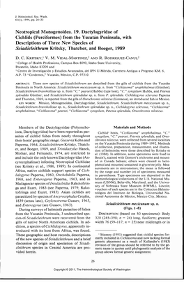 Neotropical Monogenoidea. 19. Dactylogyridae of Cichlids