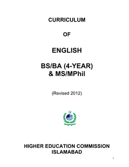 ENGLISH BS/BA (4-YEAR) & MS/Mphil