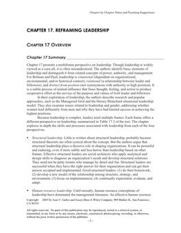 Chapter 17. Reframing Leadership