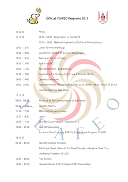 Official YEAFEO Programs 2017