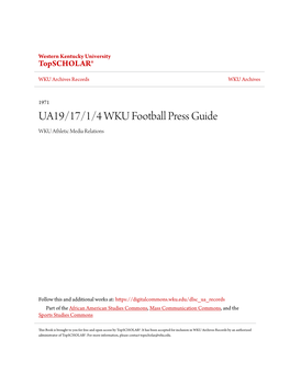 UA19/17/1/4 WKU Football Press Guide WKU Athletic Media Relations