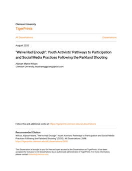 Youth Activists' Pathways to Participation and Social Media Practices Following the Parkland Shooting