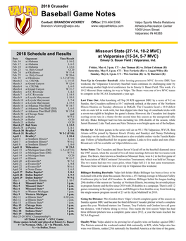 Baseball Game Notes