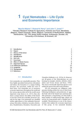 1 Cyst Nematodes – Life Cycle and Economic Importance