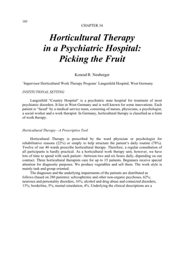 Horticultural Therapy in a Psychiatric Hospital: Picking the Fruit