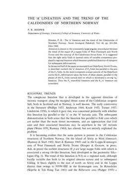 The 'A' Lineation and the Trend of the Caledonides of Northern Norway