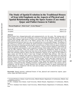 The Study of Spatial Evolution in the Traditional Houses of Iran With