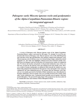 Paleogene–Early Miocene Igneous Rocks and Geodynamics of the Alpine-Carpathian-Pannonian-Dinaric Region: an Integrated Approach