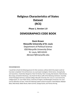 Religious Characteristics of States Dataset (RCS) DEMOGRAPHICS