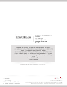 Redalyc.DENSITY INDUCED RATES of POLLINARIA REMOVAL AND