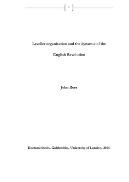 Leveller Organisation and the Dynamic of the English Revolution John Rees