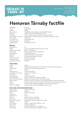 Hemavan Tärnaby Factfile