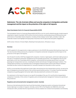 Submission: the Role of Private Military and Security Companies in Immigration and Border Management and the Impact on the Protection of the Rights of All Migrants