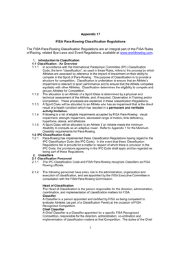 Appendix 17 FISA Para-Rowing Classification Regulations the FISA