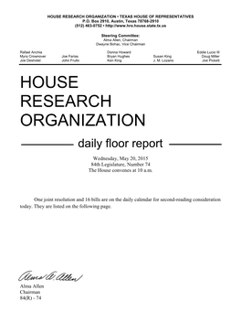 House Research Organization • Texas House of Representatives P.O