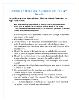 Directions: Create a Google Doc, Slide Or a Word Document to Type Your Report