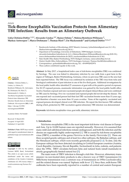 Tick-Borne Encephalitis Vaccination Protects from Alimentary TBE Infection: Results from an Alimentary Outbreak