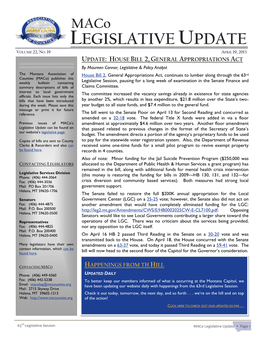 Maco LEGISLATIVE UPDATE VOLUME 22, NO