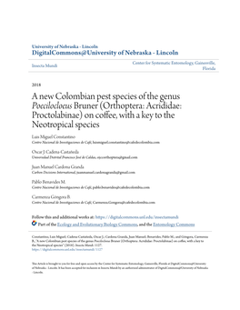 A New Colombian Pest Species of the Genus