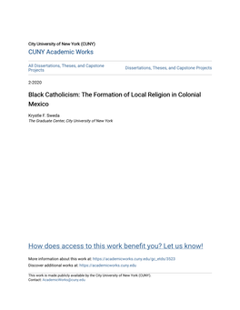 Black Catholicism: the Formation of Local Religion in Colonial Mexico