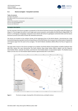 3.1 Azores Ecoregion – Ecosystem Overview