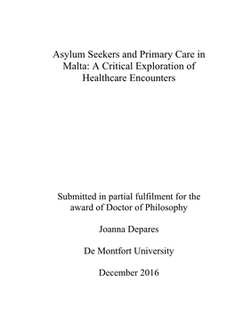 LAST AMENDED Asylum Seekers and Primary Care in Malta
