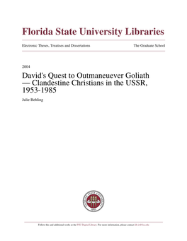 Clandestine Christians in the USSR, 1953-1985 Julie Behling