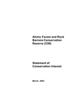Ahmic Forest and Rock Barrens Conservation Reserve (C99)