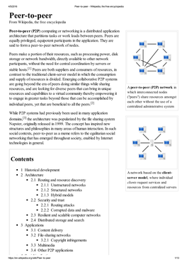 Peer-To-Peer - Wikipedia, the Free Encyclopedia Peer-To-Peer from Wikipedia, the Free Encyclopedia