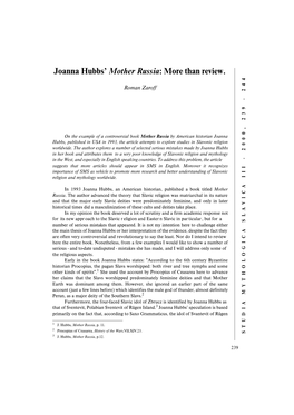 Joanna Hubbs' Mother Russia