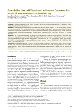 Financial Barriers to HIV Treatment in Yaoundé, Cameroon: First Results Of