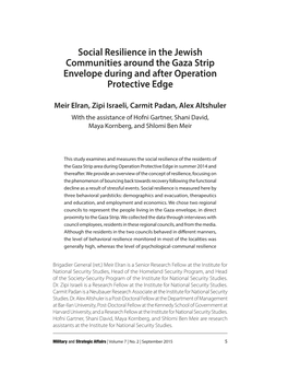 Social Resilience in the Jewish Communities Around the Gaza Strip Envelope During and After Operation Protective Edge